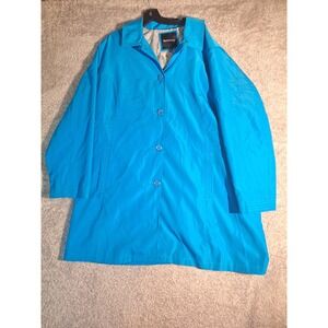 Relativity Womens 3X Raincoat Turquoise Blue Button Front Lightweight Jacket